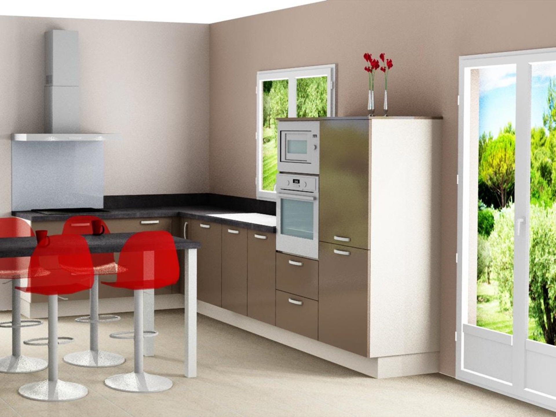 Cuisine 3D sur mesure Light + Gris Clair Majestic Brillant