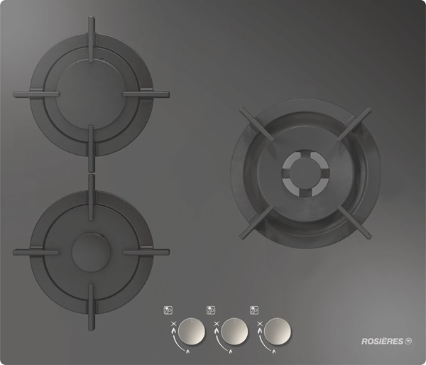 ImagePlaque RosièresRGV63WFMPN gaz verreNoirSurface verreIntégrable