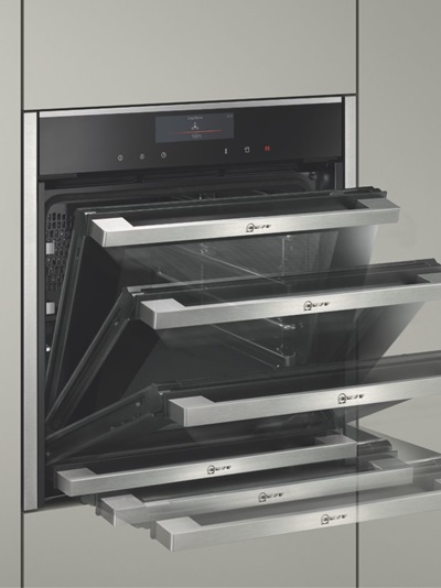 ImageFourNeffB47CR32N0Four écoclean slide & hide® écran 2,5"Niche 60InoxMultifonction chaleur pulséeClasse A+Intégrable