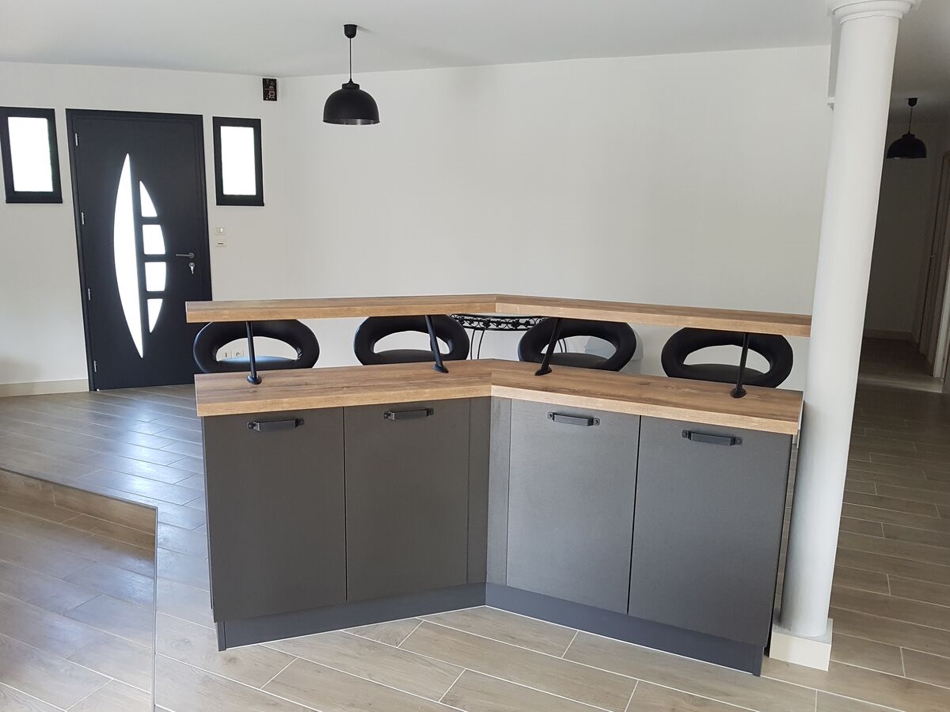 Cuisine avant-après sur mesure Label Métal Brossé