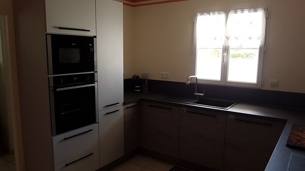 Cuisine équipée sur mesure Label Chêne Sable Synchrone et Trend Mistigris