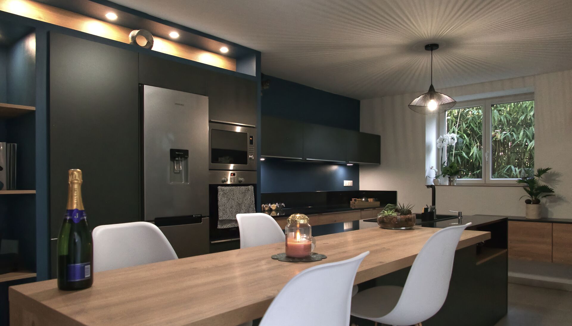 Cuisine équipée sur mesure Trend Ombre Soft et Chêne Honey