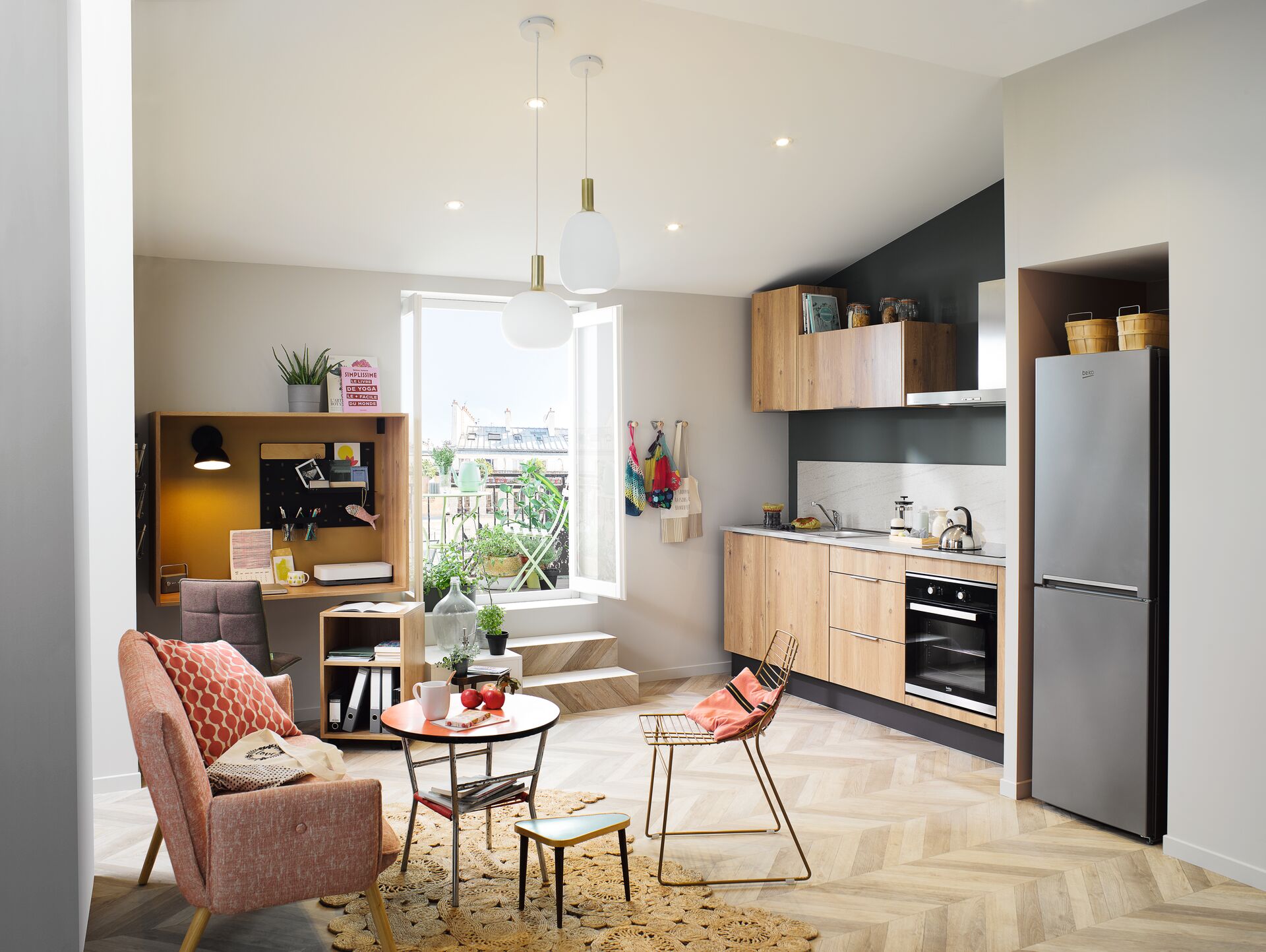 Cuisine equipee Cuisinella Play Chene honey