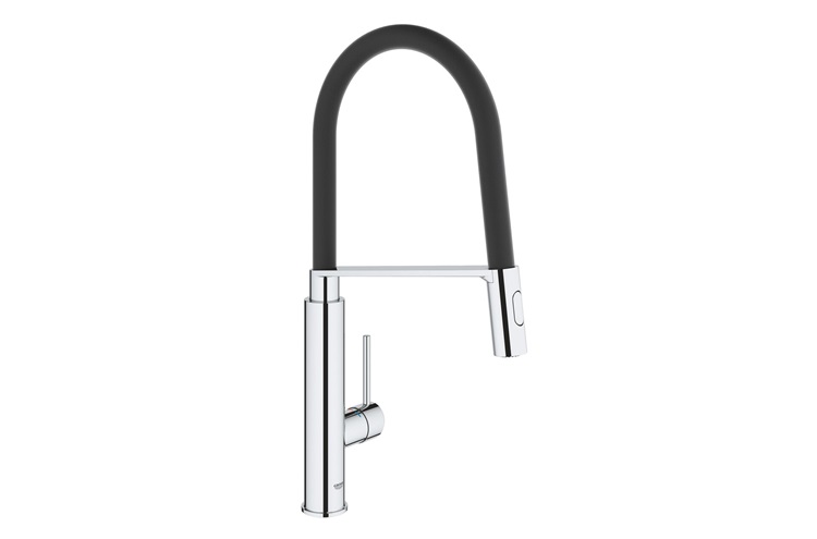 MITIGEUR HAUT NOIR ET CHROME GROHE